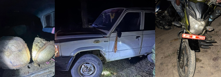 अवैध साल काठसहित सुमो र मोटरसाइकल बरामद, चालक फरार